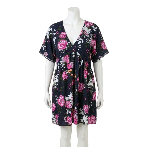 UMGEE Dresses & Skirts - NEW UMGEE women's floral v-neck crochet detail dress in navy
